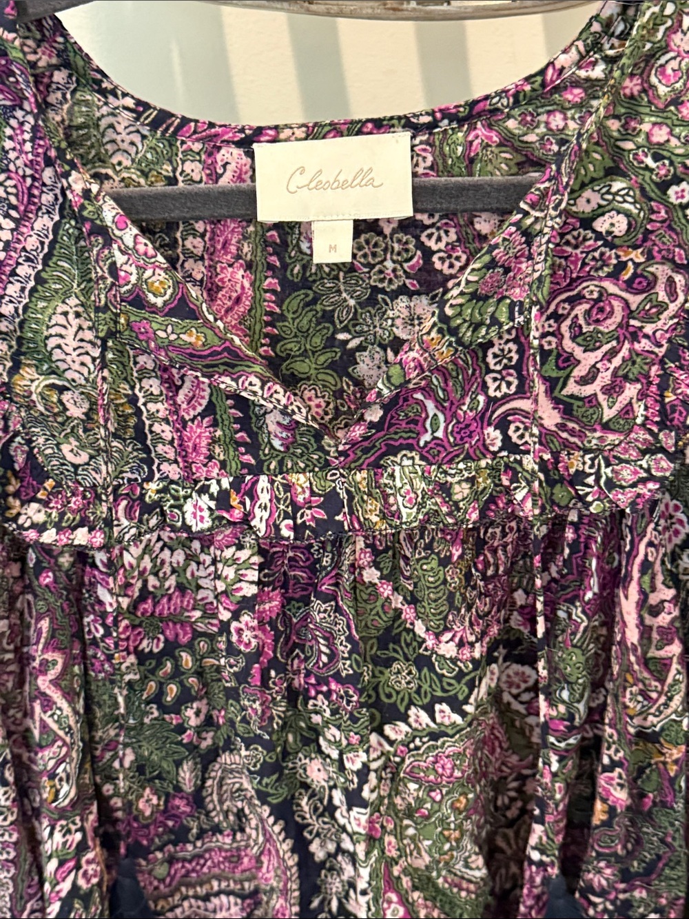 Cleobella Bohemian Paisley Scoop-Neck Tunic in Purple & Green